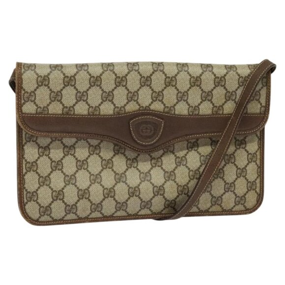 GUCCI GG Supreme Shoulder Bag PVC Beige Gold 004 904 0671 Auth - Picture 1 of 14